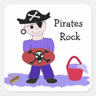 Piraten rocken quadratischer aufkleber