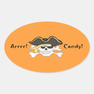 Piraten-Schädel-Halloween-Sachen-Tasche Ovaler Aufkleber