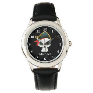 Piraten-Schädel-Jungs beobachten Armbanduhr