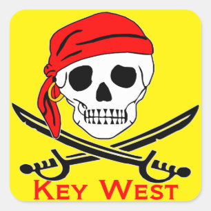 Piraten-Schädel Key West Quadratischer Aufkleber