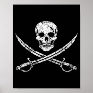 Piraten-Schädel-Kreuzknochen Kreuz Schwert Jolly R Poster