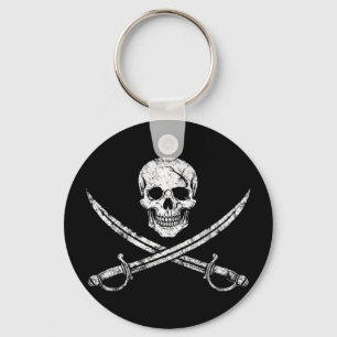 Piraten-Schädel-Kreuzknochen-Schwert Jolly Roger Schlüsselanhänger