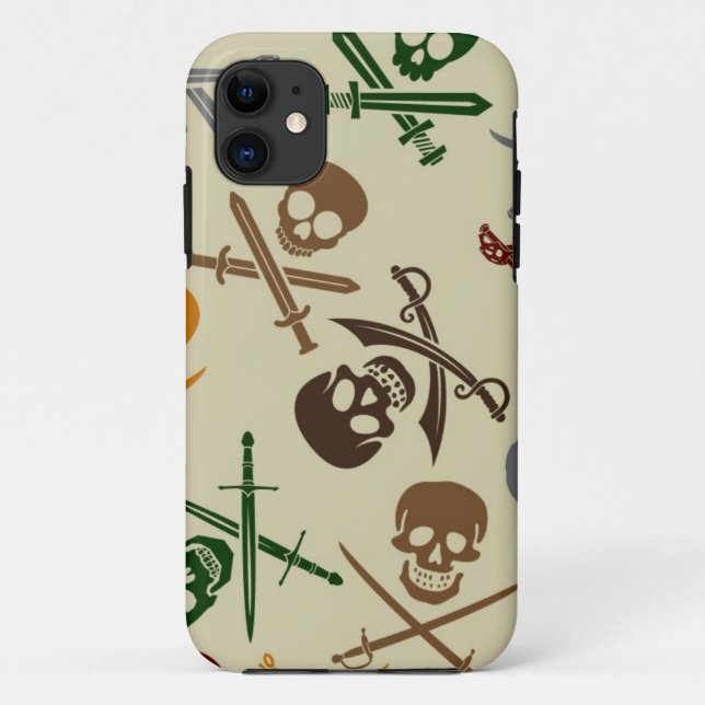 Piraten-Schädel mit gekreuzten Schwertern Case-Mate iPhone Hülle (Rückseite)