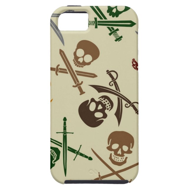 Piraten-Schädel mit gekreuzten Schwertern Case-Mate iPhone Hülle (Rückseite)