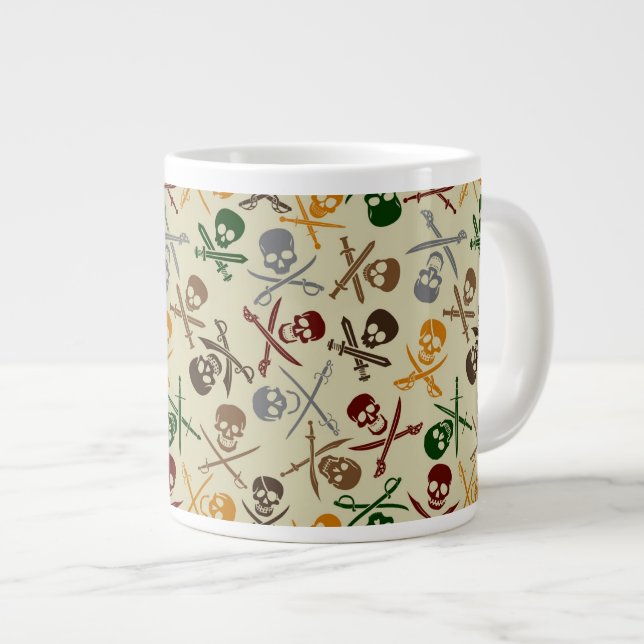 Piraten-Schädel mit gekreuzten Schwertern Jumbo-Tasse (Vorderseite Rechts)