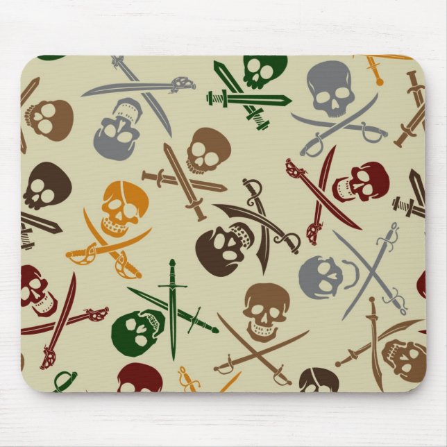 Piraten-Schädel mit gekreuzten Schwertern Mousepad (Vorne)