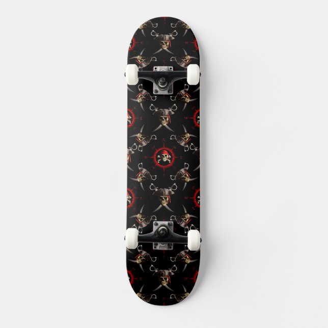 Piraten-Schädel Skateboard (Vorderseite)