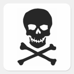 Piraten-Schädel u. gekreuzte Knochen Quadratischer Aufkleber