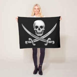 Piraten-Schädel und gekreuzte Knochen mit Schwert Fleecedecke