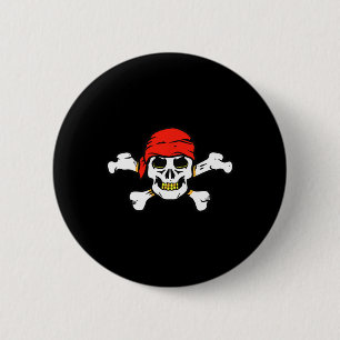 Piraten-Schädel und gekreuzte Knochen Skelett Hall Button