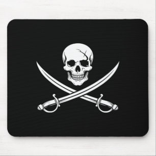 Piraten-Schädel und Kreuzknochen-Schwert Jolly Rog Mousepad