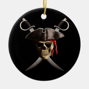 Piraten-Schädel und Schwerter Keramikornament