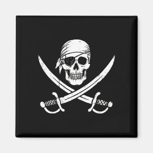 Piraten-Schädel und Totenkopf-Skelett Halloween Magnet