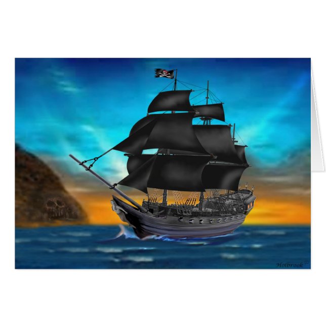 PIRATEN-SCHIFF AM SONNENUNTERGANG (Vorderseite (Horizontal))