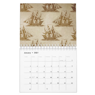 Piraten-Schiff Beige Farbgebung Alter Stil Nautica Kalender