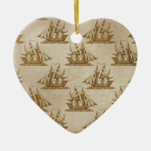 Piraten-Schiff Beige Farbgebung Alter Stil Nautica Keramik Ornament
