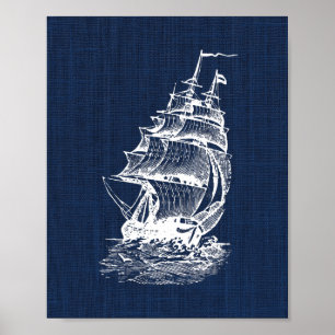 Piraten-Schiff Druck im nautischen Stil Poster