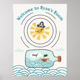 Piraten-Schiff in einer Flasche Kinderzimmer Wandb Poster