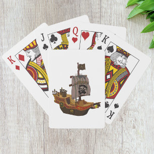 Piraten-Schiff mit Totenkopfflagge Spielkarten