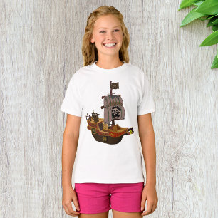 Piraten-Schiff mit Totenkopfflagge T-Shirt