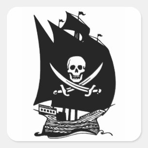 Piraten-Schiff Quadratischer Aufkleber