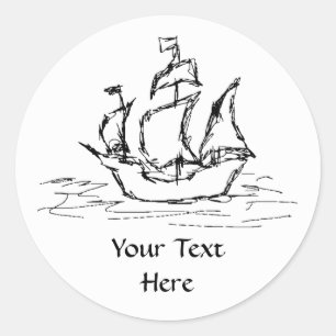 Piraten-Schiff Runder Aufkleber