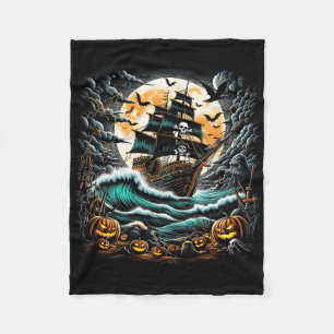 Piraten-Schiff-Sturm-Halloween-Boot-Kapitän-Bootsf Fleecedecke