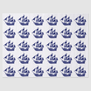Piraten-Schiff-Totenkopf DIY-Farben Blau Seidenpapier