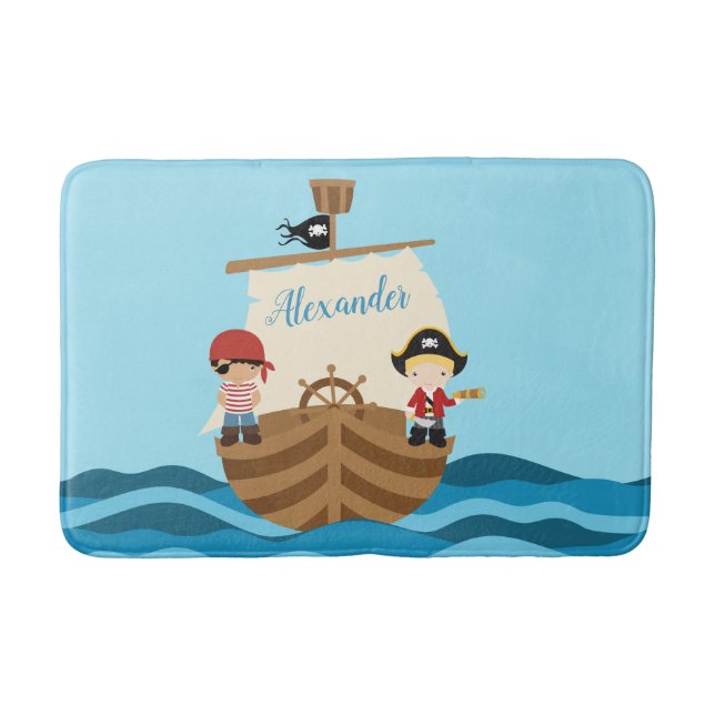 Piraten-Schiffs-Jungen-Bad-Matte Badematte (Vorderseite)