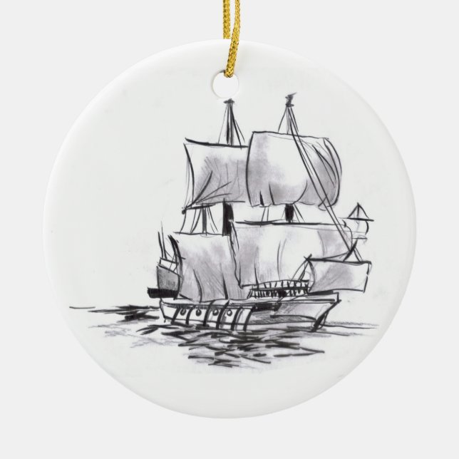 Piraten-Schiffs-Kunst-Verzierung Keramikornament (Vorne)