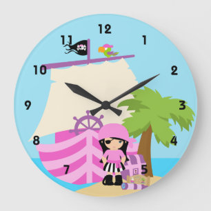 Piraten-Schiffs-Mädchen-Wanduhren Große Wanduhr