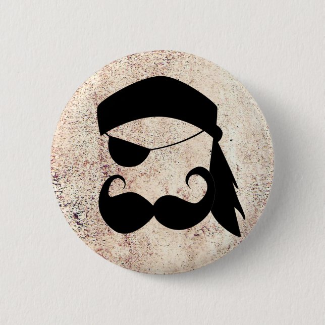 Piraten-Schnurrbart Button (Vorderseite)