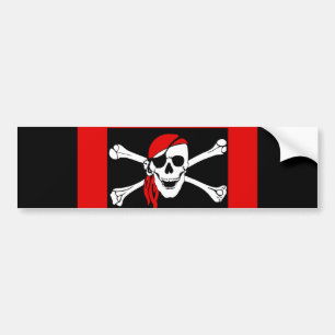 Piraten - schwarz und roter Piraten-Schädel Autoaufkleber