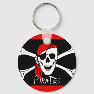 Piraten - schwarz und roter Piraten-Schädel Schlüsselanhänger