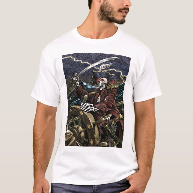 Piraten-Skelett-T-Shirt T-Shirt (Vorderseite)