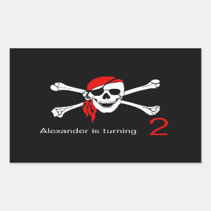 Piraten-Totenkopf mit gekreuzter Knochen-2. Rechteckiger Aufkleber