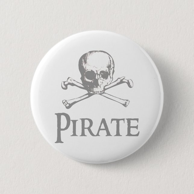 Piraten-Totenkopf mit gekreuzter Knochen Button (Vorderseite)