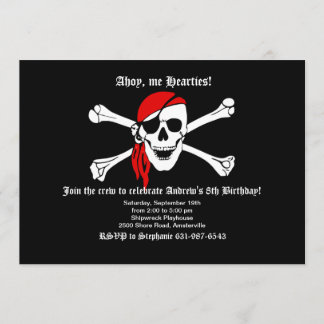 Piraten-Totenkopf mit gekreuzter Knochen-Einladung Einladung