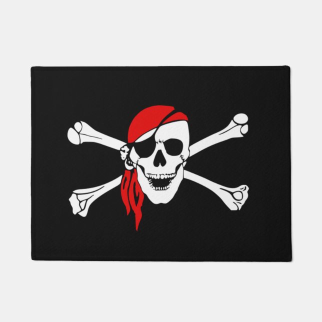 Piraten-Totenkopf mit gekreuzter Knochen Fußmatte (Vorderseite)
