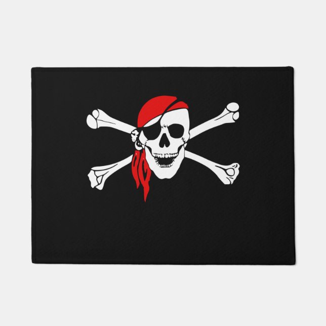 Piraten-Totenkopf mit gekreuzter Knochen-Fußmatte Fußmatte (Vorderseite)