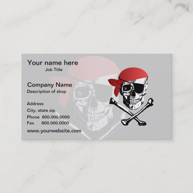 Piraten-Totenkopf mit gekreuzter Knochen Visitenkarte (Vorderseite)