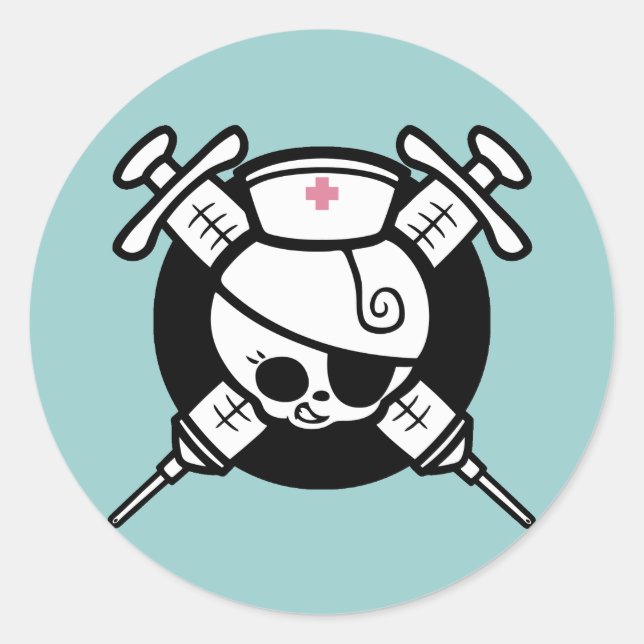 Piraten und Kreuz Runder Aufkleber (Vorderseite)