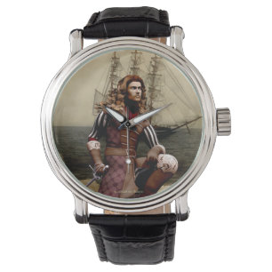 Piraten-und Piraten-Schiffs-Kunst-Armbanduhr Armbanduhr