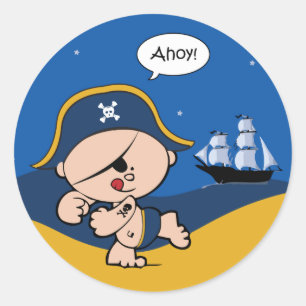 Piraten- und Schiffsticker Runder Aufkleber