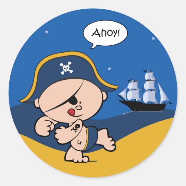 Piraten- und Schiffsticker Runder Aufkleber (Vorderseite)