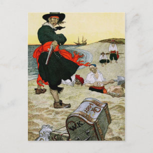 Piraten vergrabener Schatz Postkarte
