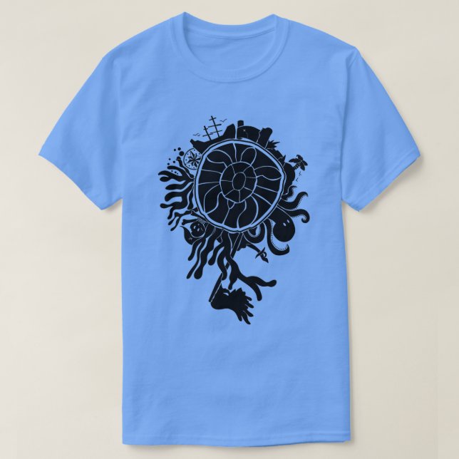 Piraten-Wappen-Schildkröte T-Shirt (Design vorne)