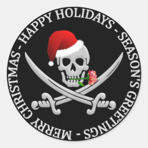 Piraten-Weihnachtsaufkleber Runder Aufkleber