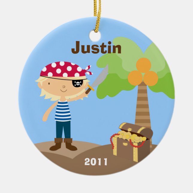 Piraten-Weihnachtsverzierung Keramikornament (Vorne)