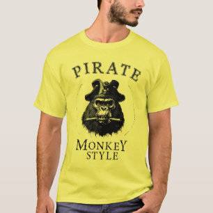 Piratenaffe Monkey Style schwarz weiß T-Shirt